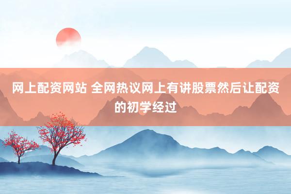 网上配资网站 全网热议网上有讲股票然后让配资的初学经过